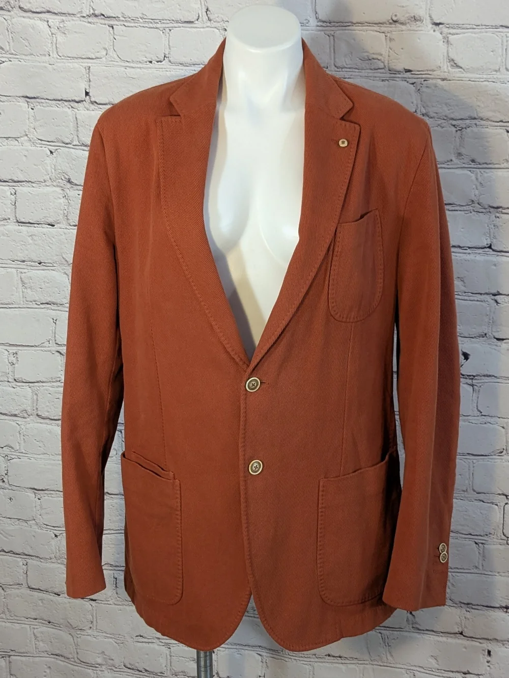 Massimo Dutti Orange Cotton Sport Coat